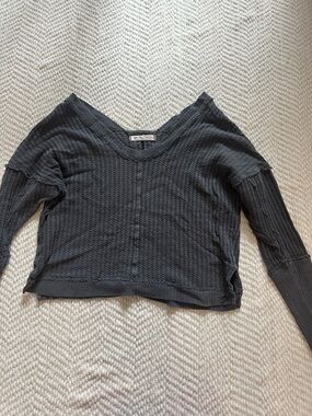 Free People We The Free Charcoal Thermal Crop Top Size S